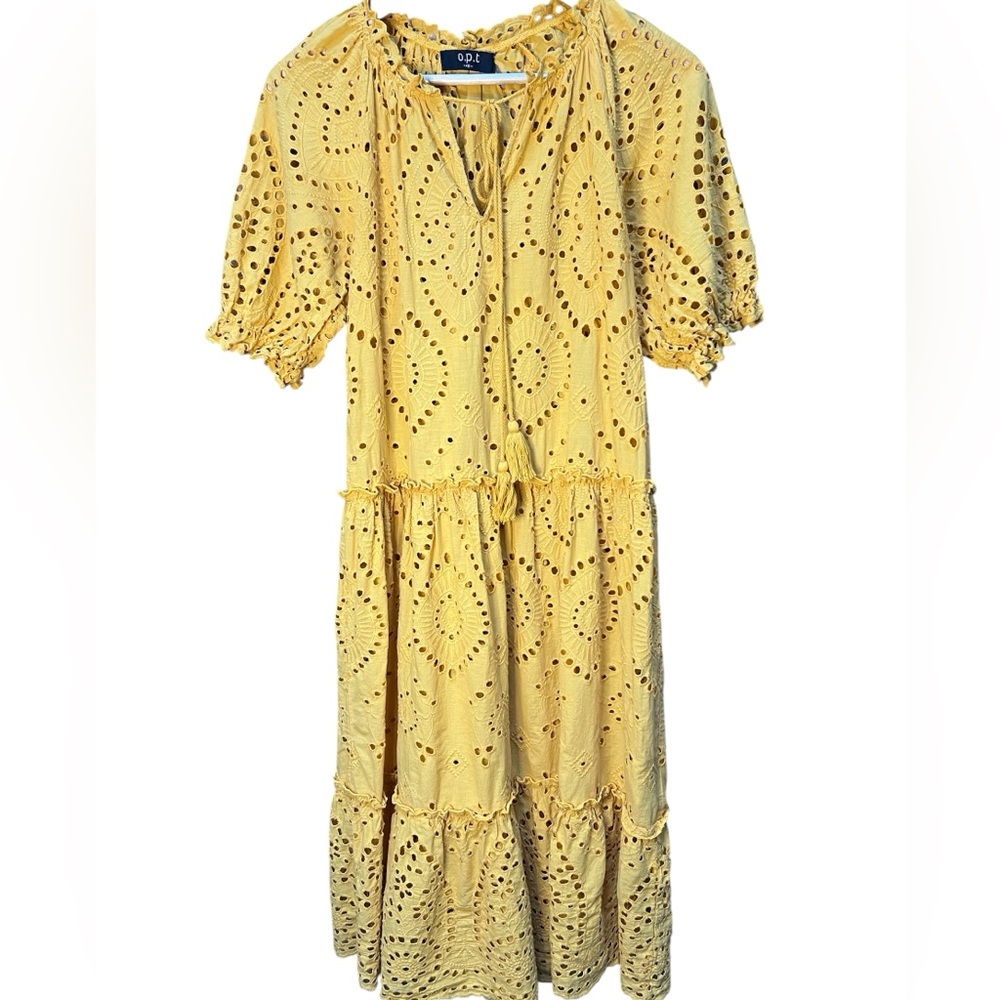 O.p.t. Boho Tiered Eyelet Midi Dress